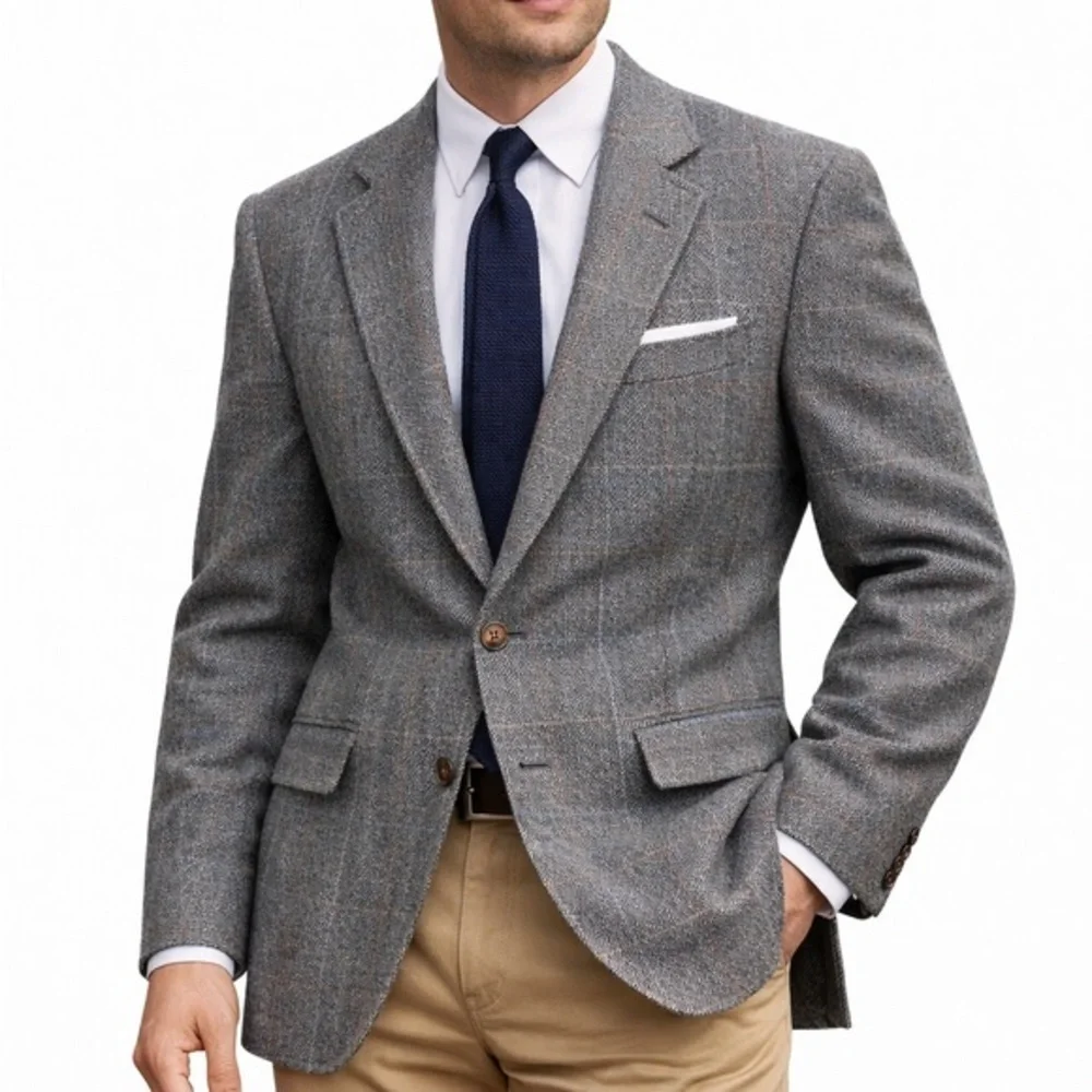 Southwick Wool Blazer 40R Gray Glen Plaid Tweed Sport Coat Union Made USA